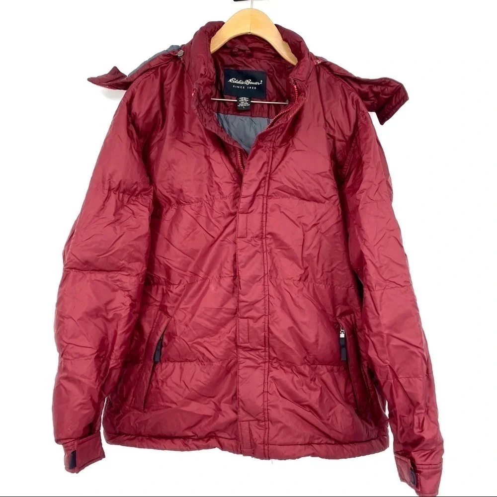 Eddie Bauer goose down hooded puffer jacket L